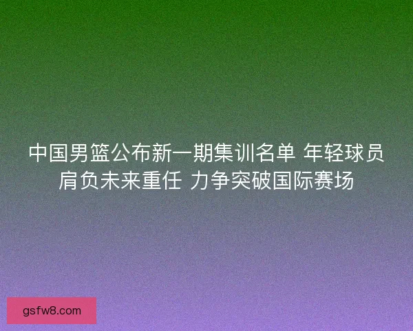 中国男篮公布新一期集训名单 年轻球员肩负未来重任 力争突破国际赛场