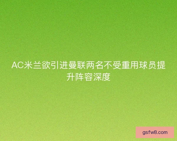 AC米兰欲引进曼联两名不受重用球员提升阵容深度
