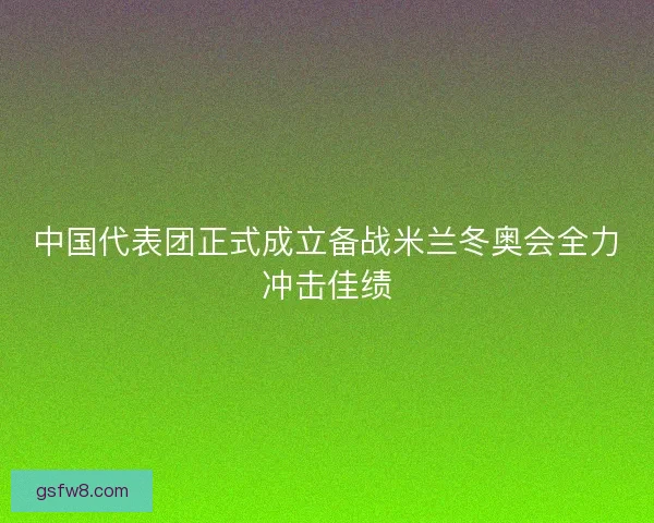 中国代表团正式成立备战米兰冬奥会全力冲击佳绩