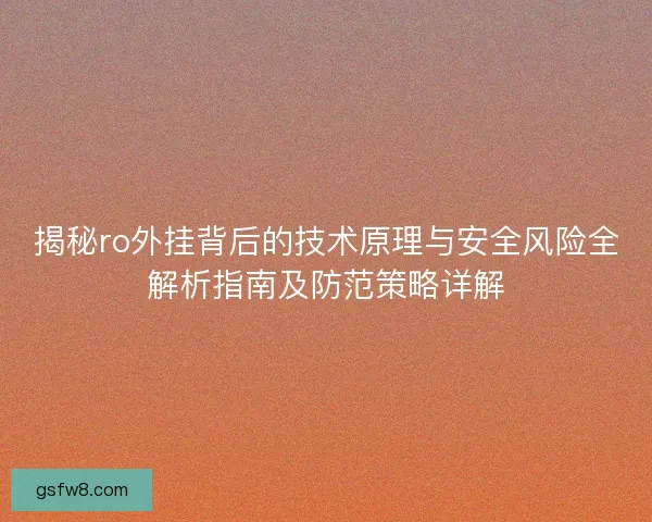 揭秘ro外挂背后的技术原理与安全风险全解析指南及防范策略详解