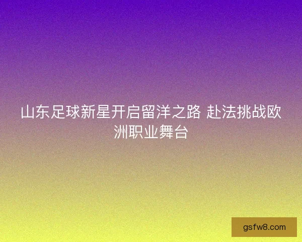 山东足球新星开启留洋之路 赴法挑战欧洲职业舞台